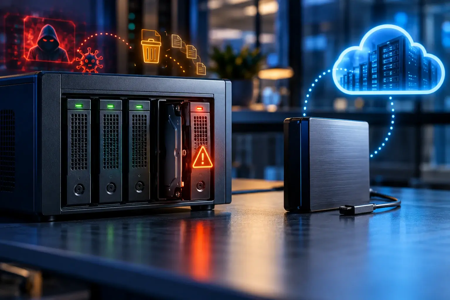 RAID-opslag naast onafhankelijke externe en cloudback-up