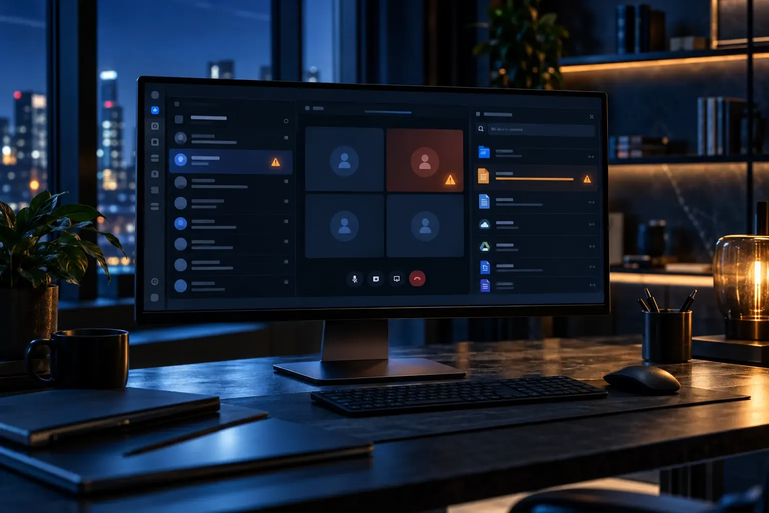 Microsoft Teams-vergadering met verbindings- en storingsindicatoren