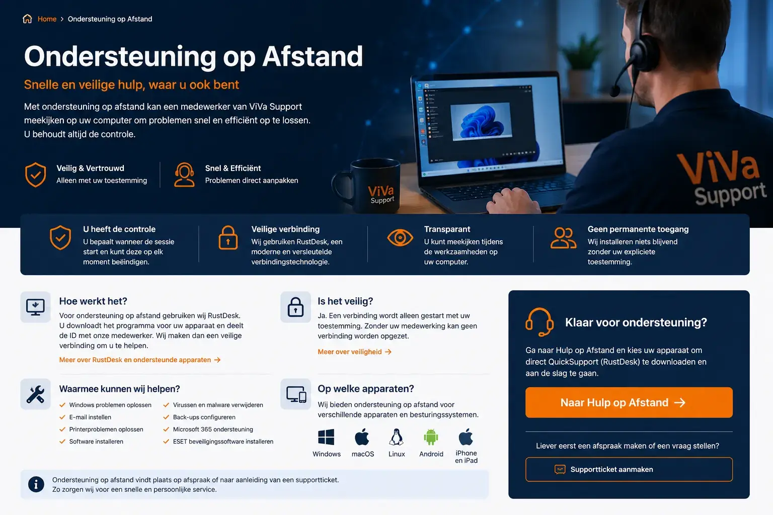 Ondersteuning op Afstand door ViVa Support