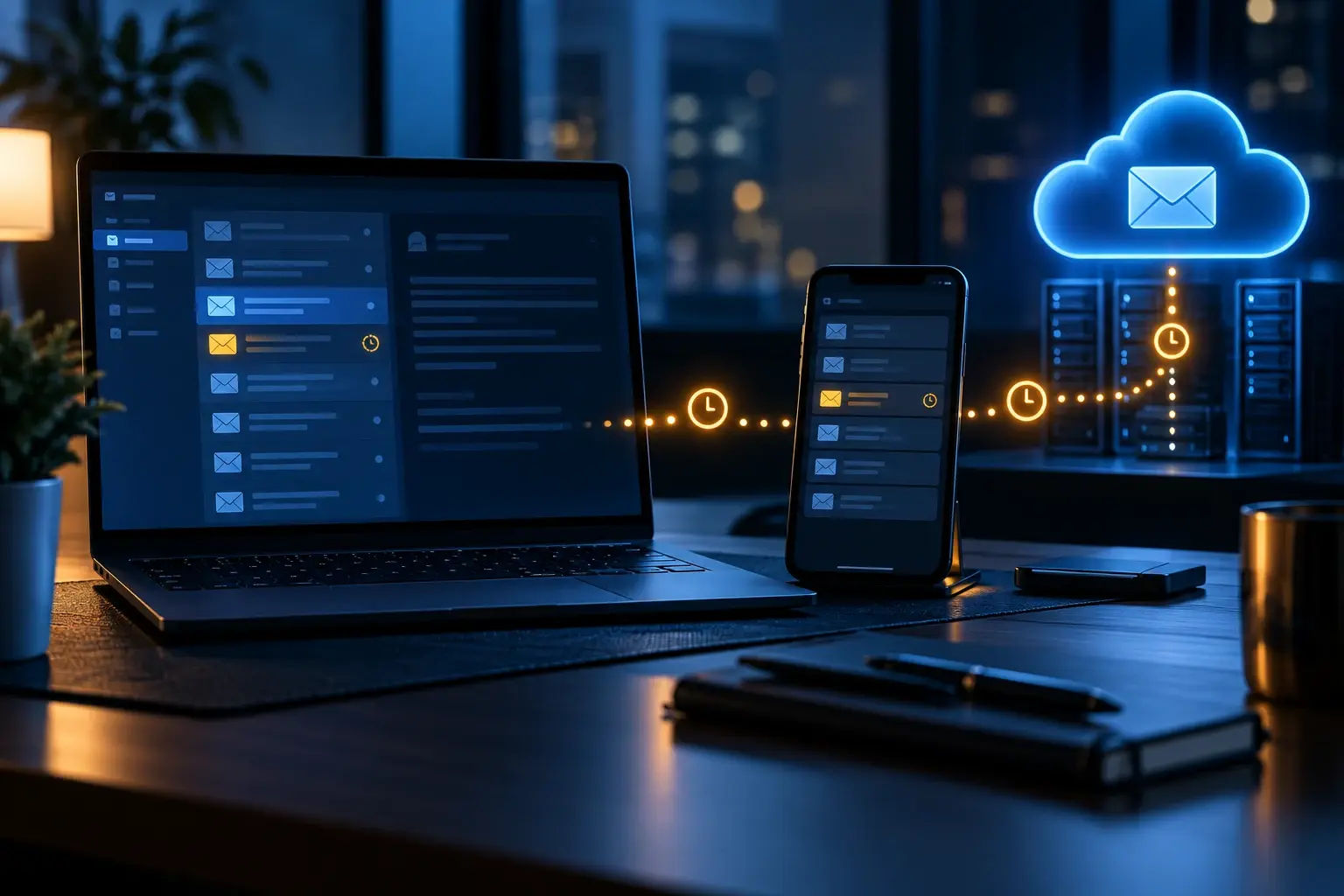 Outlook-synchronisatie met vertraagde voortgang tussen computer en cloud