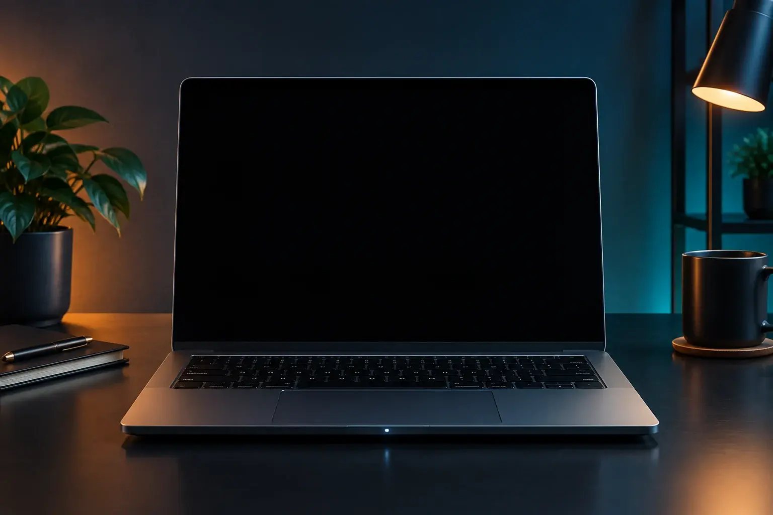 Ingeschakelde laptop waarvan het beeldscherm zwart blijft