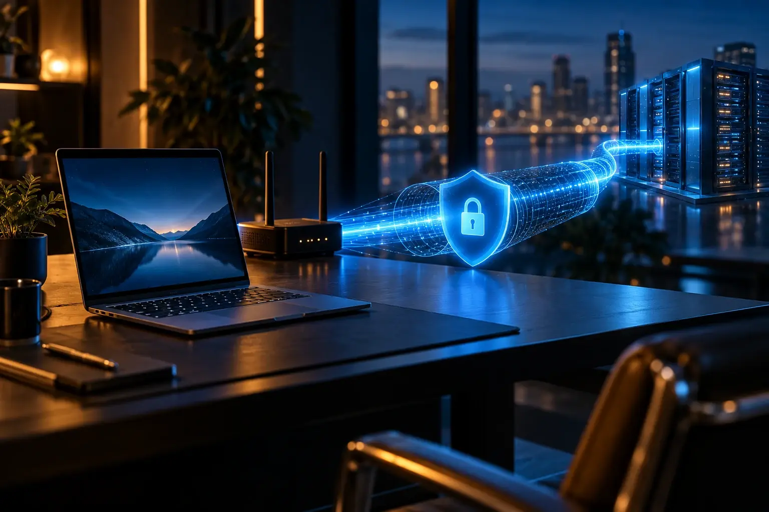 Versleutelde VPN-verbinding tussen laptop en server