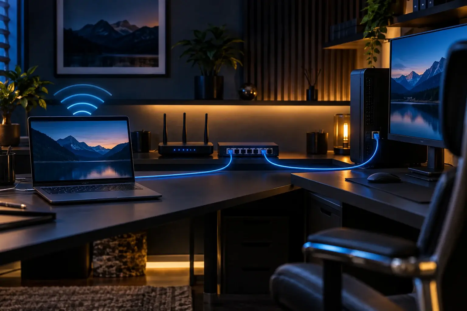 Stabiele bekabelde netwerkverbinding naast wifi