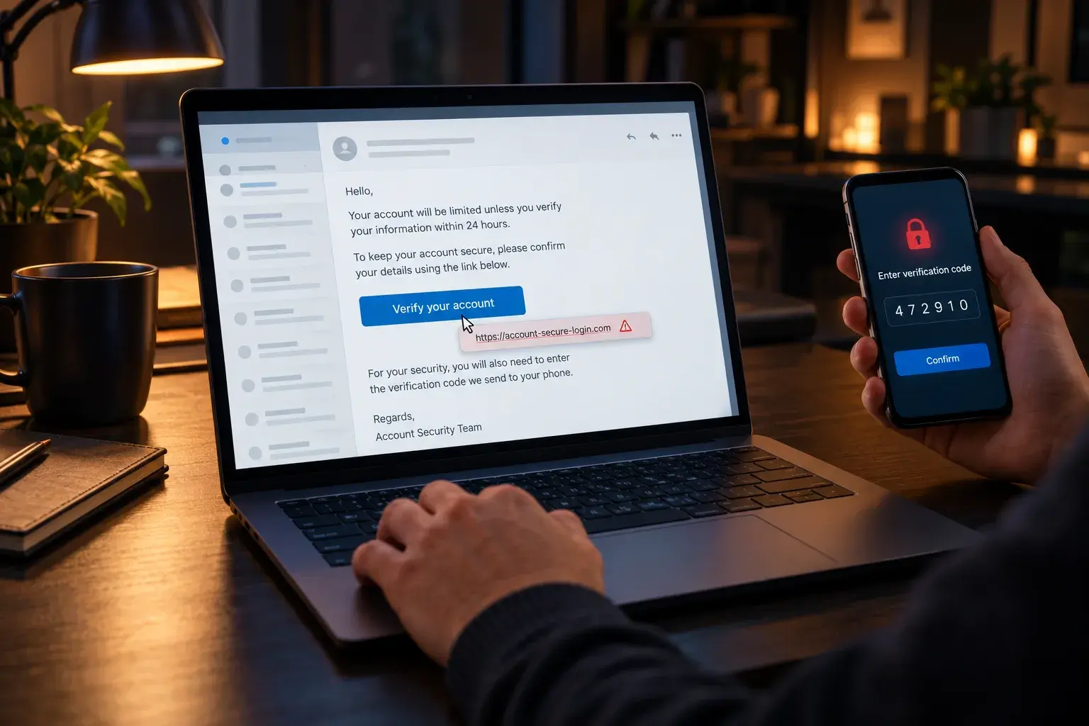 Analyse van een overtuigende phishingmail en verdachte link