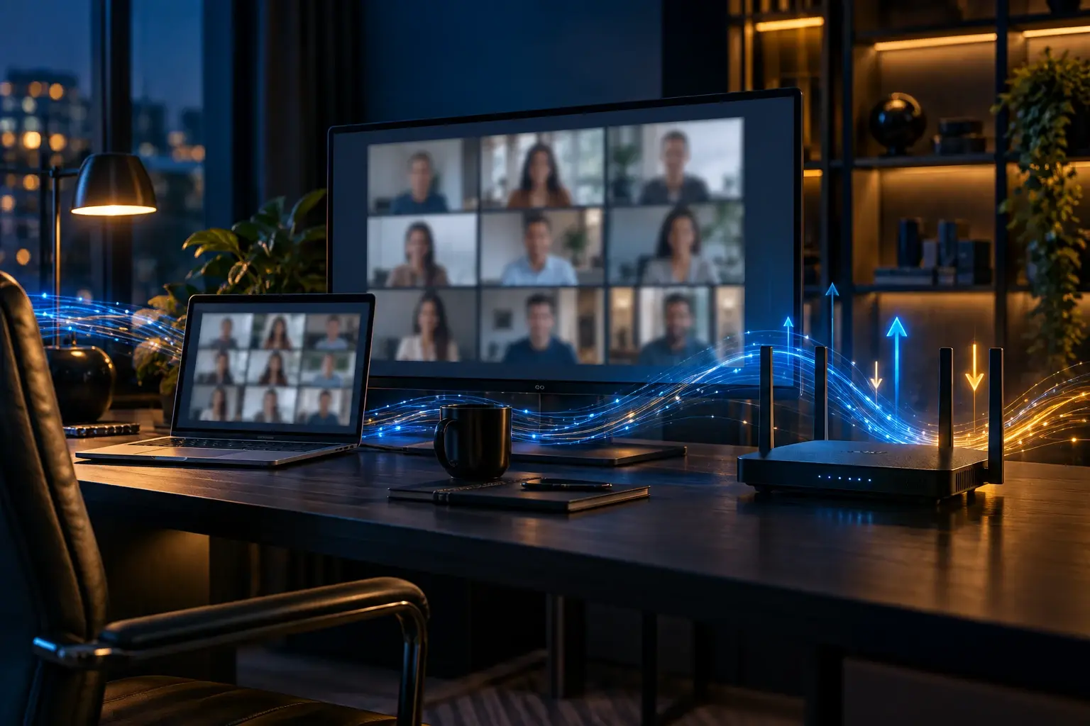Videobellen met zichtbaar upload- en downloadverkeer via wifi