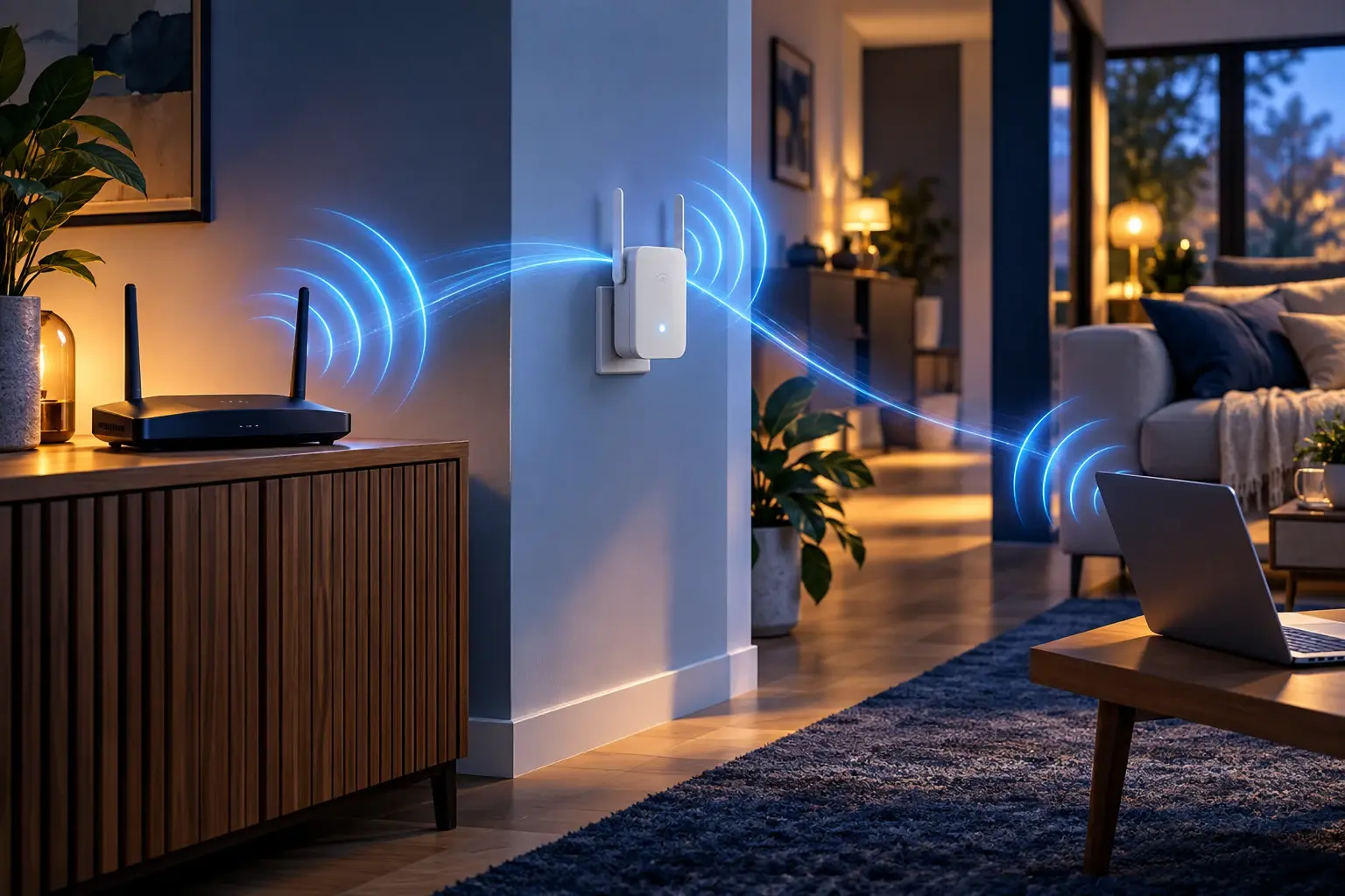 Wifi-versterker tussen router en laptop instellen